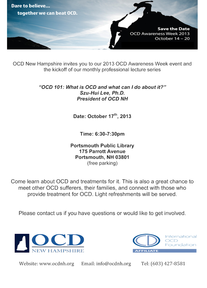 OCD 101, October 17, 2013 – OCD New Hampshire